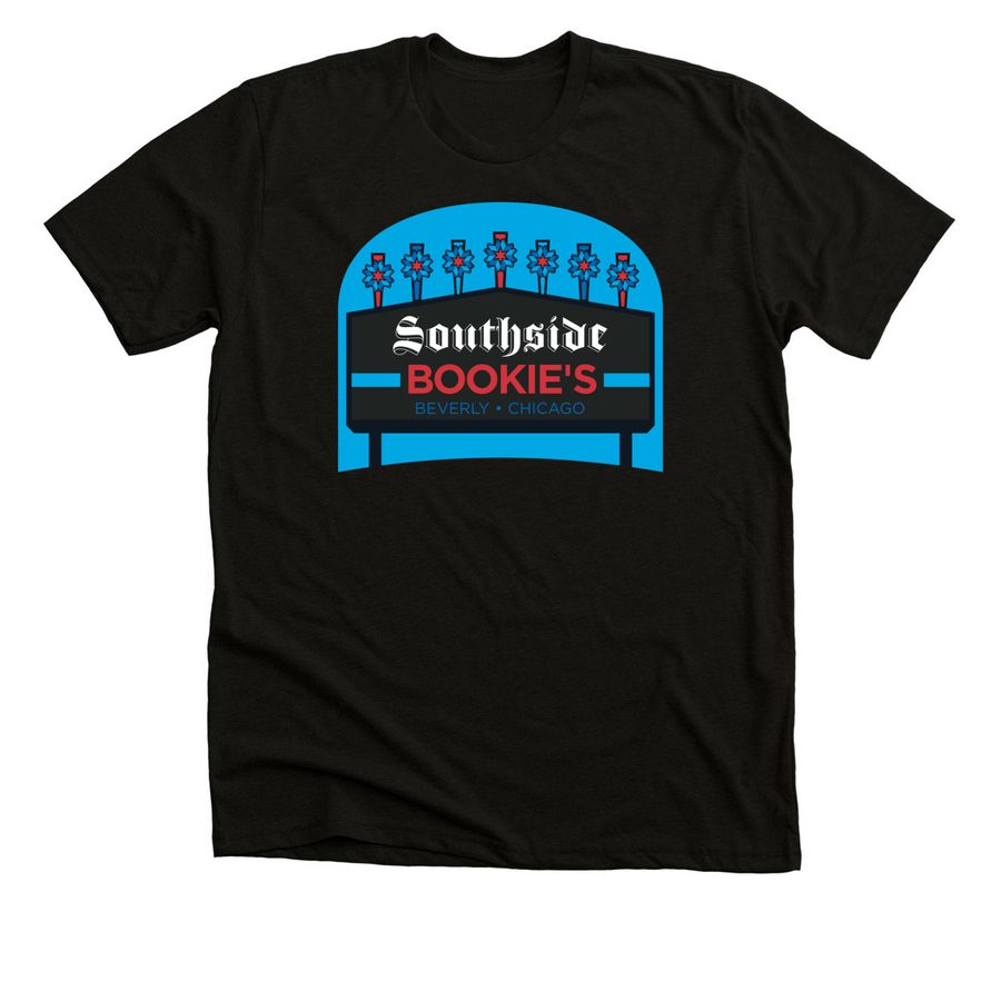 Bookie's and FAIR Fund Chicago, a Solid Black Blend Premium Unisex Tee