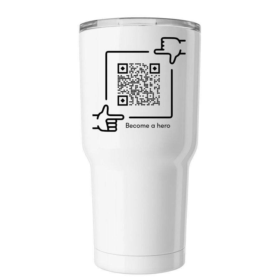 Go with the flow, a White Insulated Tumbler (back-view)