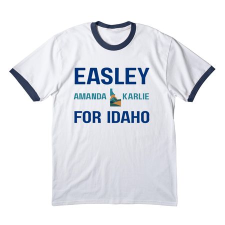 Easley for Idaho Logo Merch&nbsp;, a White/ Navy Cotton Ringer Tee