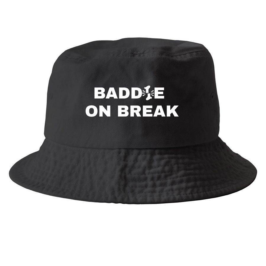 Baddie On Break Hat, a Black Printed Bucket Hat
