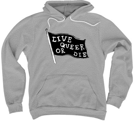 Live Queer Or Die - Version 2, a Athletic Heather Premium Pullover Hoodie
