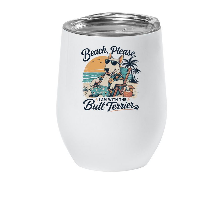 Beach Wine Tumbler, a White Insulated Wine Cup