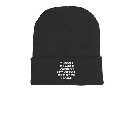 Laught at ourselves, a Black Printed Cuffed Beanie