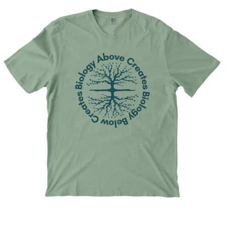 Biology Creates Biology Tees, a Lichen Green Allmade Organic Cotton Mineral Dye Tee