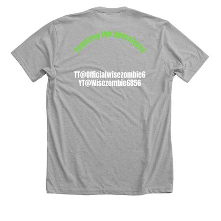 Powering the Apocalypse ??, a Athletic Heather Premium Unisex Tee (back-view)