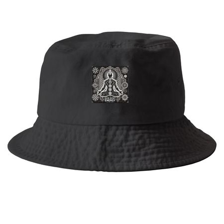 Bucket hats godbody energy., a Black Printed Bucket Hat