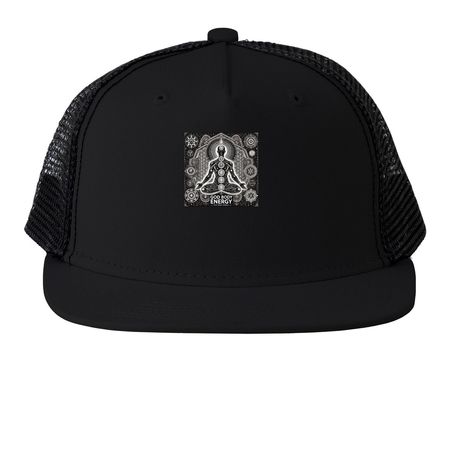 Bucket hats godbody energy., a Black Printed Trucker Hat