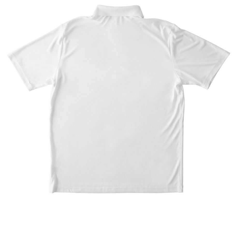 Polo, a White Unisex Performance Polo (back-view)