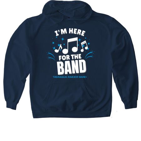 Here for the Band, a Navy Gildan Softstyle Pullover Hoodie