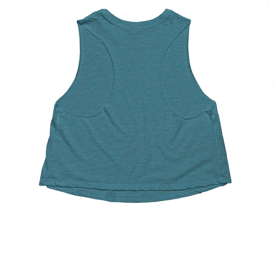 Crop Racerback Tank, a Heather Deep Teal Women's Cropped Racerback Tank (back-view)