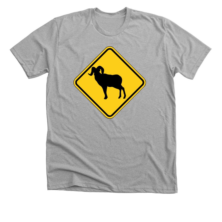 Bighorn Crossing Sign, a Athletic Heather Premium Unisex Tee
