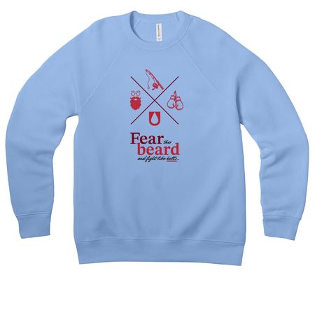 Fear the Beard Shirts and Sweatshirts, a Carolina Blue Premium Raglan Crewneck Sweatshirt