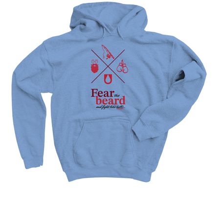 Fear the Beard Shirts and Sweatshirts, a Carolina Blue Youth Pullover Hoodie