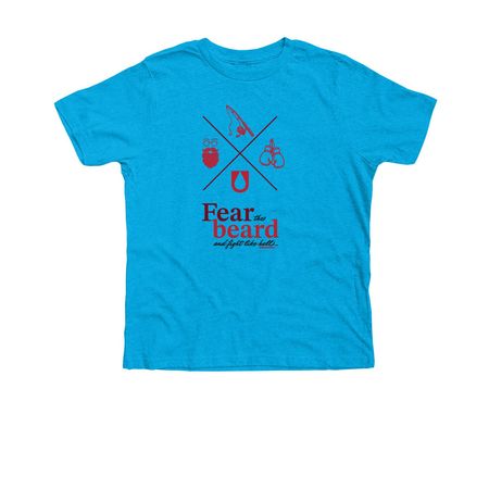 Fear the Beard Shirts and Sweatshirts, a Neon Blue Premium Youth Tee