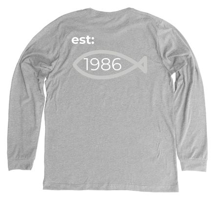 Anniversary&nbsp;, a Athletic Heather Premium Long Sleeve Tee (back-view)