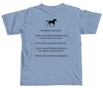 Youth Life Lessons from Horses - Light Colors, a Washed Denim Comfort Colors Youth Tee (back-view)