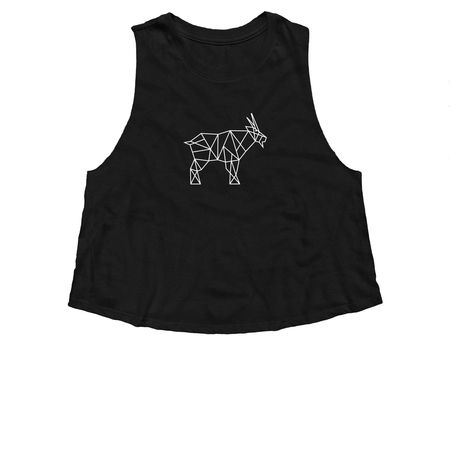GOAT Logo Tank, a Solid Black Blend Women?s Cropped Racerback Tank