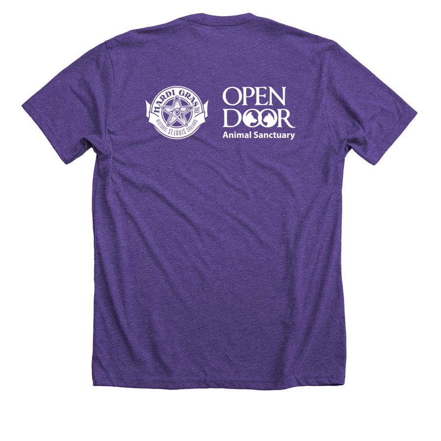 Official Mardi Gras Purina Pet Parade Wear!&nbsp;&nbsp;, a Heather Team Purple Premium Unisex Tee (back-view)