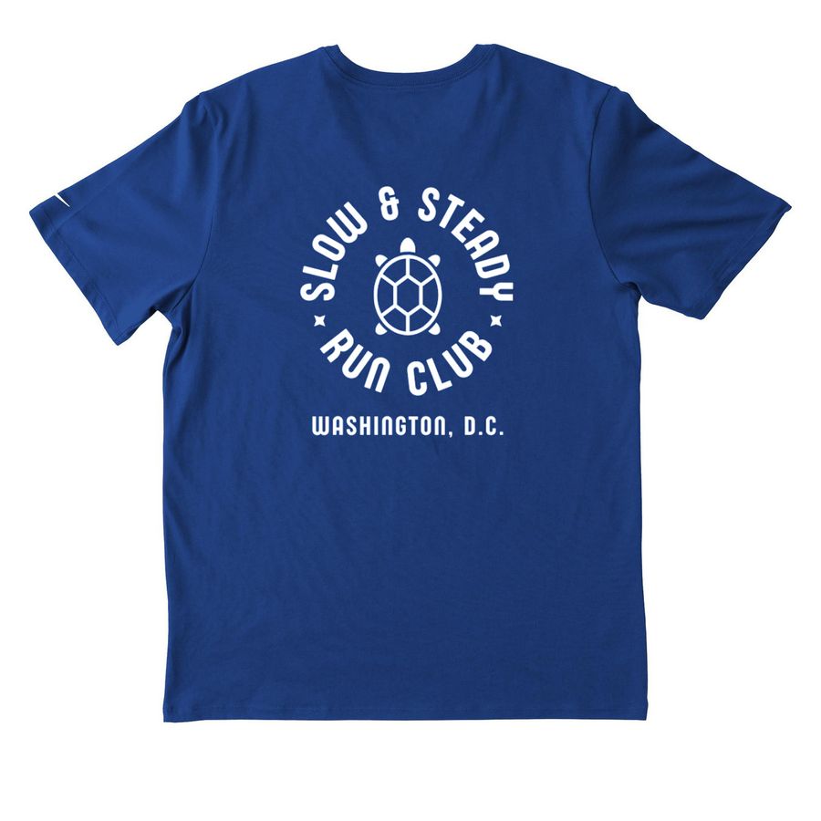 Turtle Shirt, a Rush Blue Nike Dri-FIT Jersey Blend Performance Tee (back-view)