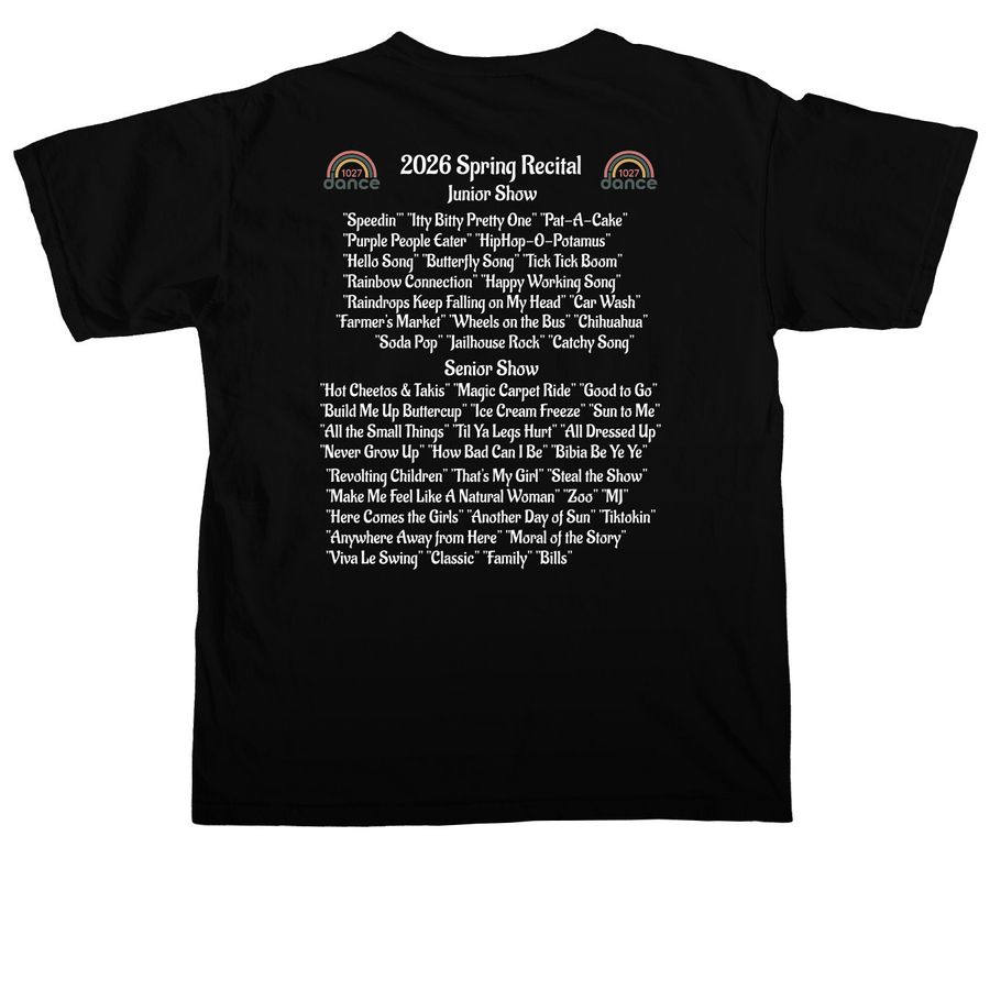 2026 Spring Recital Shirts, a Black Comfort Colors Unisex Tee (back-view)