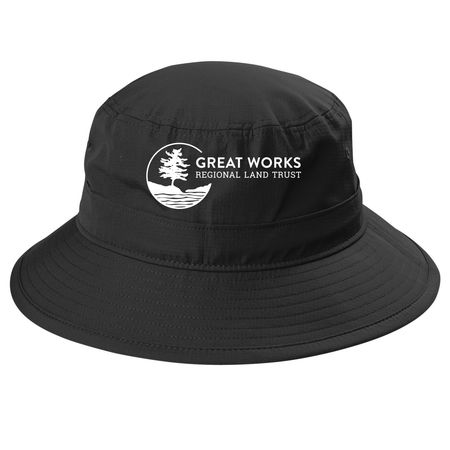 Small Logo in White, a Black Printed UV Bucket Hat