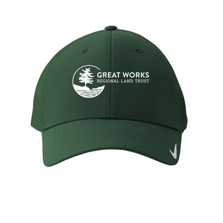 Small Logo in White, a Gorge Green Printed Nike Dri-FIT Legacy Performance Cap
