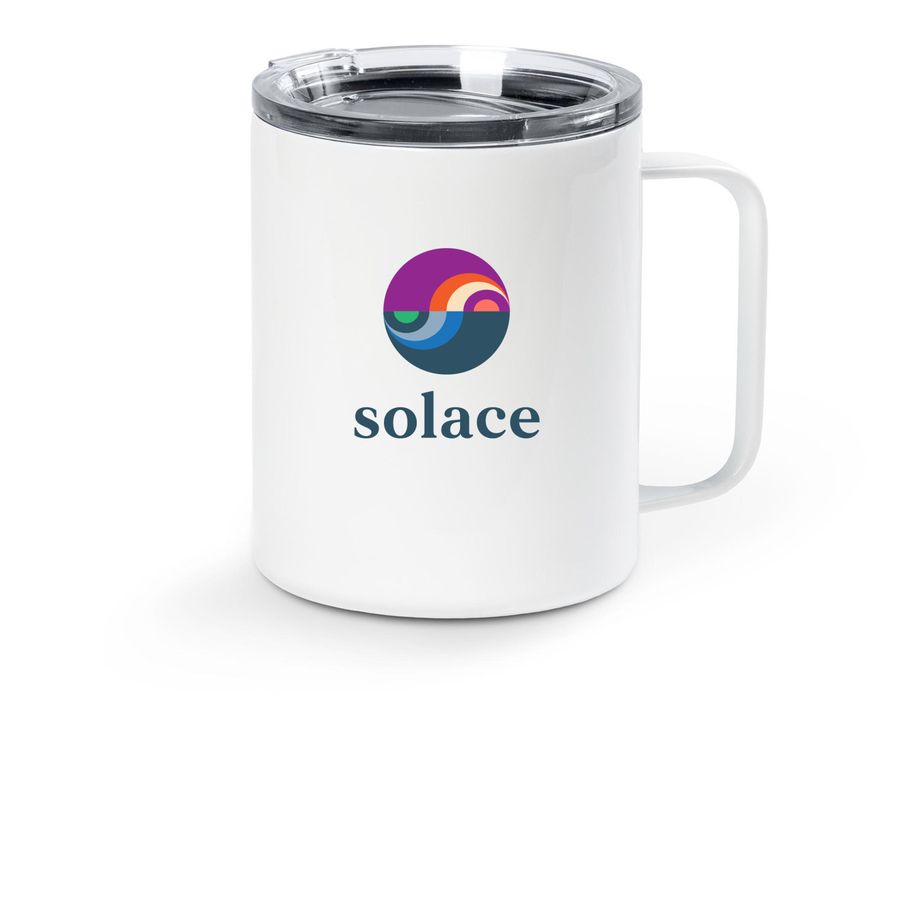 Solace Mug, a White Stainless Steel Travel Mug