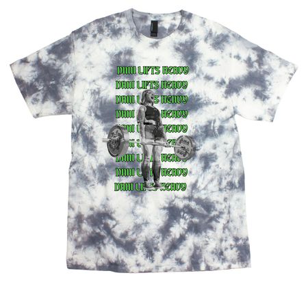 Dani Lifts Heavy - Deadlifts, a Grey Crystal Tie Dye Tee