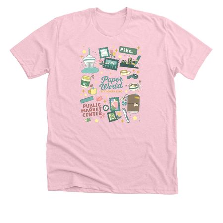 Paper World x Seattle 2026, a Heather Pink Premium Unisex Tee
