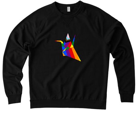 Pride Origami Crane Shirts, a Deep Black Allmade Organic French Terry Crewneck Sweatshirt