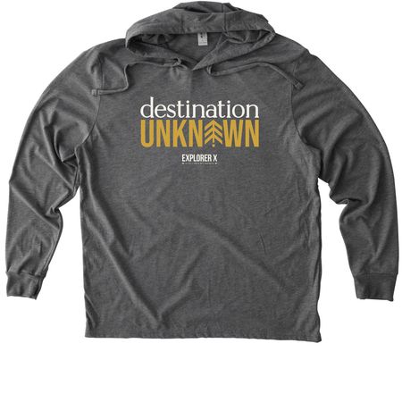 Destination: Unknown Gear, a Aluminum Grey Allmade Eco Triblend Hoodie Tee