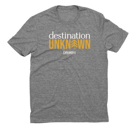 Destination: Unknown Gear, a Aluminum Grey Allmade Eco Triblend Unisex Tee