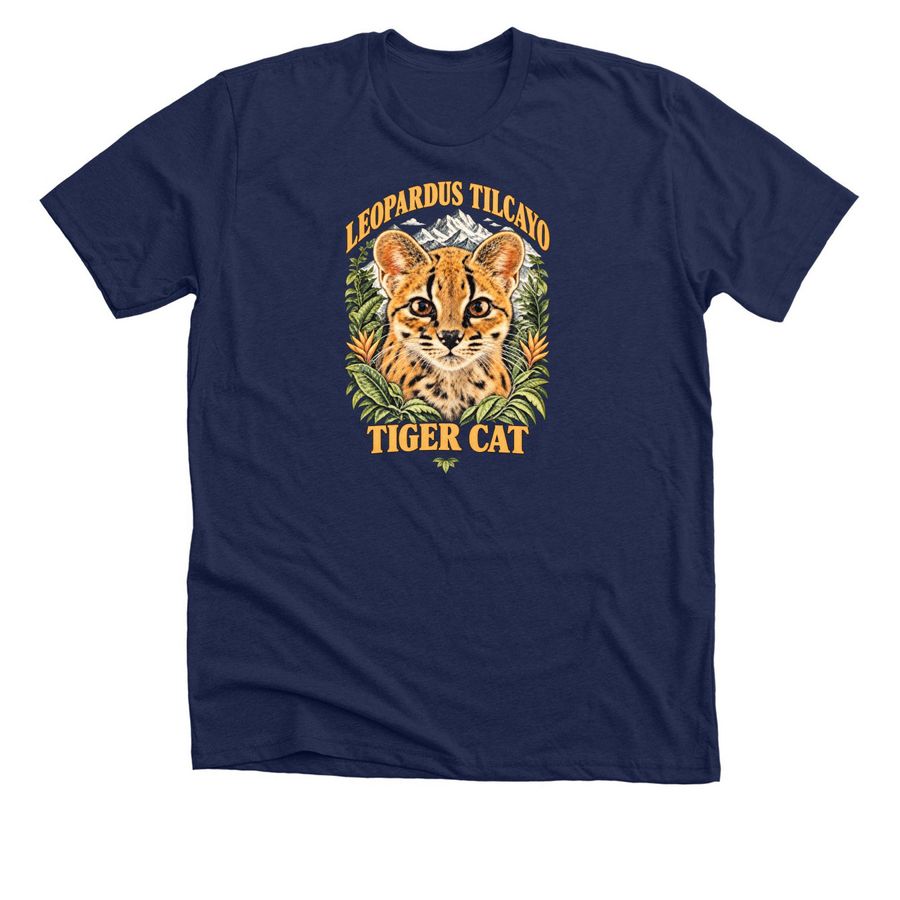 Protect the Tilcayo Tiger Cat T Shirt, a Solid Navy Blend Premium Unisex Tee