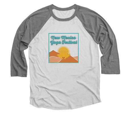 New Mexico Yoga Festival, a Premium Heather and Heather White 3/4 Sleeve Baseball Tee