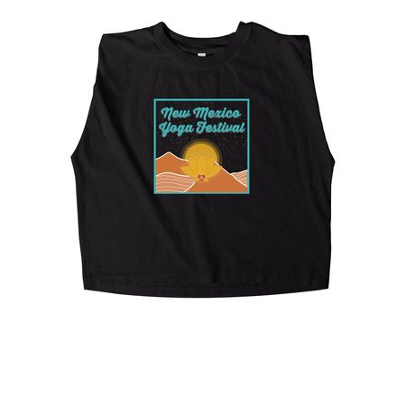 New Mexico Yoga Festival, a True Black Women's Heavyweight Garment Dye Muscle Tee