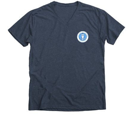 Acton MINI logo, a Heather Navy Premium V-Neck Tee