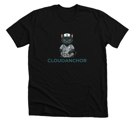 Cloud Anchor Nurse Cat, a Solid Black Blend Premium Unisex Tee