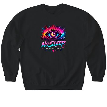 No sleep productions, a Black Softstyle Crewneck Sweatshirt