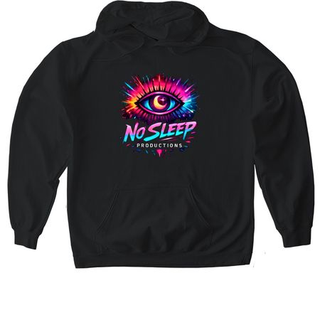 No sleep productions, a Black Gildan Softstyle Pullover Hoodie