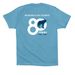 Celebrating 80 Years - Red Wolf T-shirts, a Ocean Blue Premium Cotton Tee (back-view)