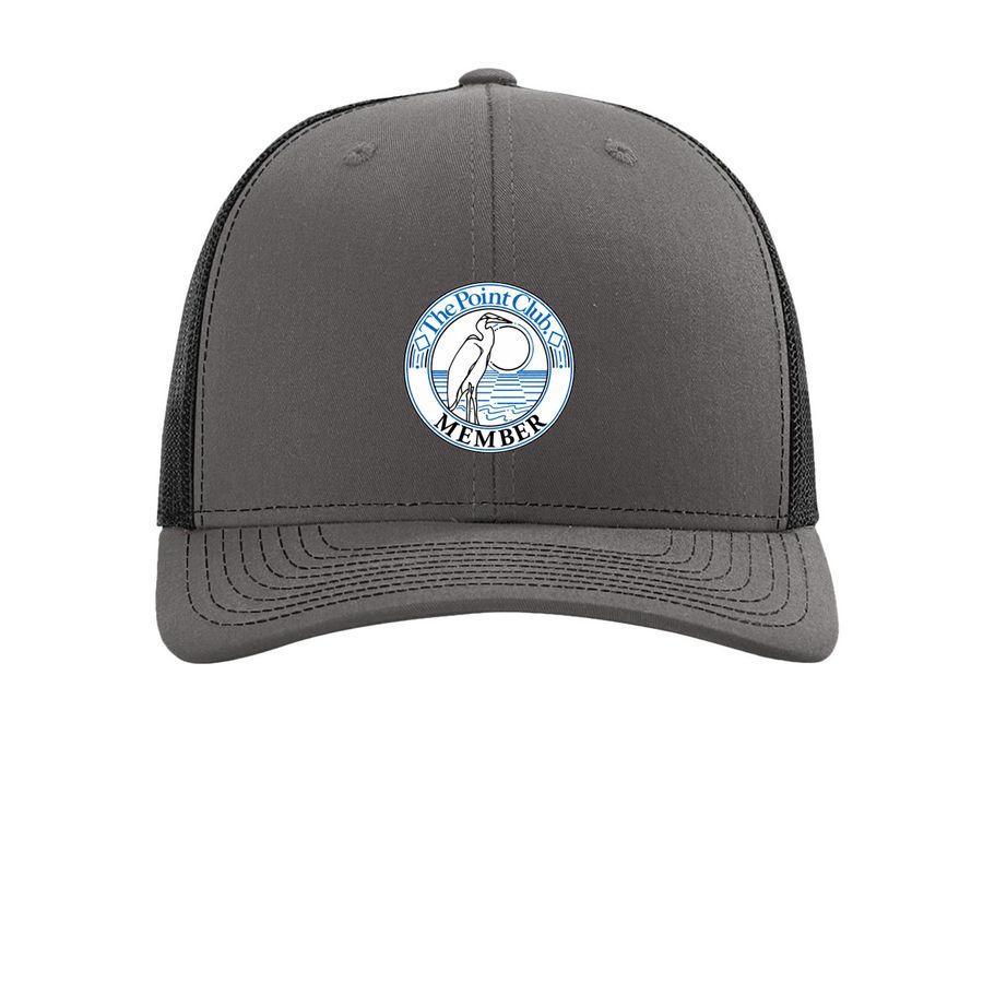 Trucker Hat, a Charcoal/ Black Printed Snapback Trucker Cap