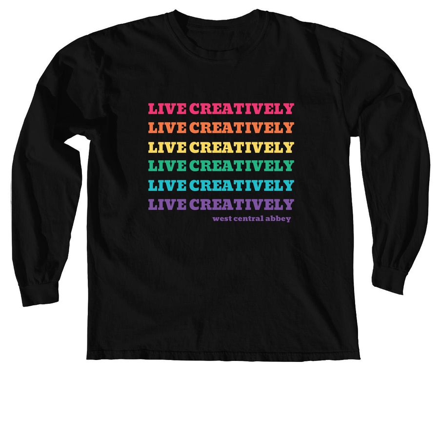 live creatively rainbow repeat, a Black Comfort Colors Long Sleeve Tee