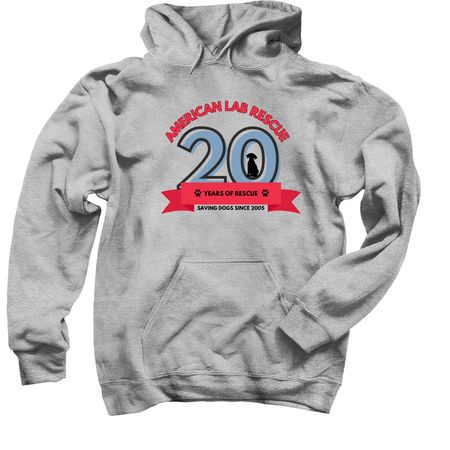 Celebrate 20 Years of Rescue!, a Sport Grey Pullover Hoodie