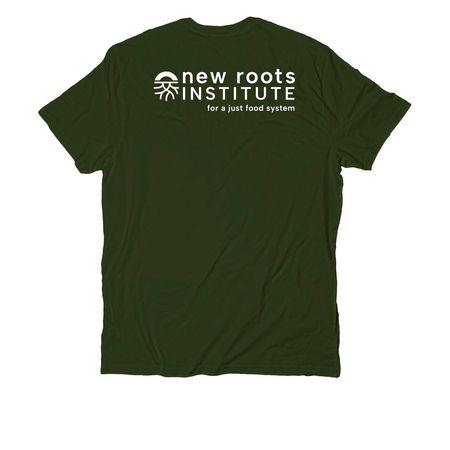 Save the Planet: End Factory Farming, a Herb Green Allmade Organic Cotton Unisex Tee (back-view)