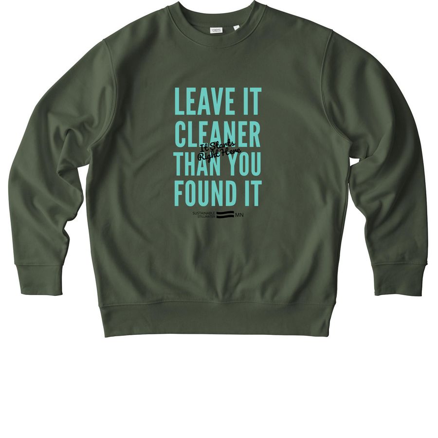 Leave It Clean - Long Sleeves, a Khaki Green Stanley/Stella Unisex Changer 2.0 Crewneck Sweatshirt