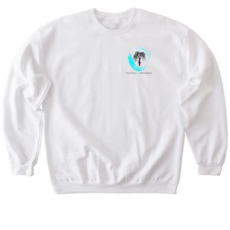HauntingLee Paranormal Logo (White), a White Softstyle Crewneck Sweatshirt