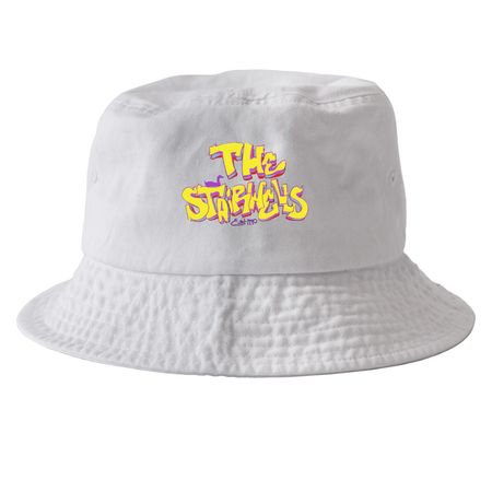 The Stairwells Hat (Neon), a White Printed Bucket Hat