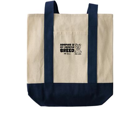 Adopted Is My Favorite Breed: Dog, a Natural/Navy Two-Tone Grocery Tote Bag