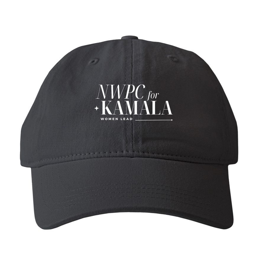 "NWPC for Kamala" Hat, a Black Printed Pigment Dye Baseball Cap