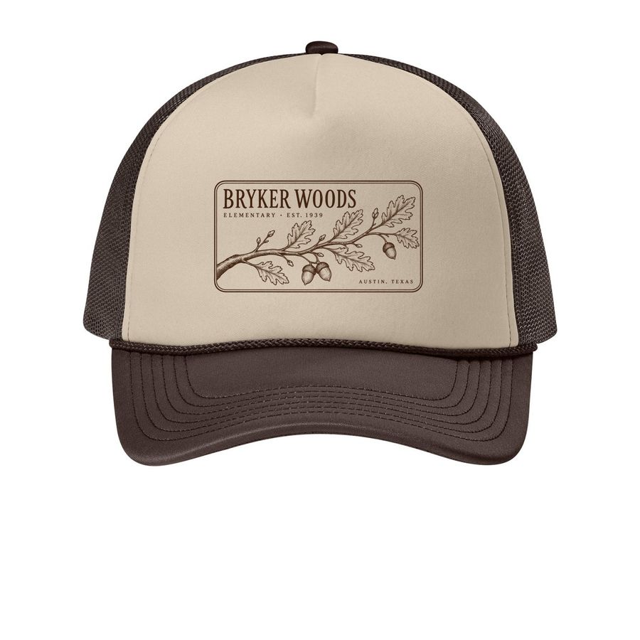 Heritage Oak Trucker, a Stone/ Coffee Bean Printed Foam Trucker Hat